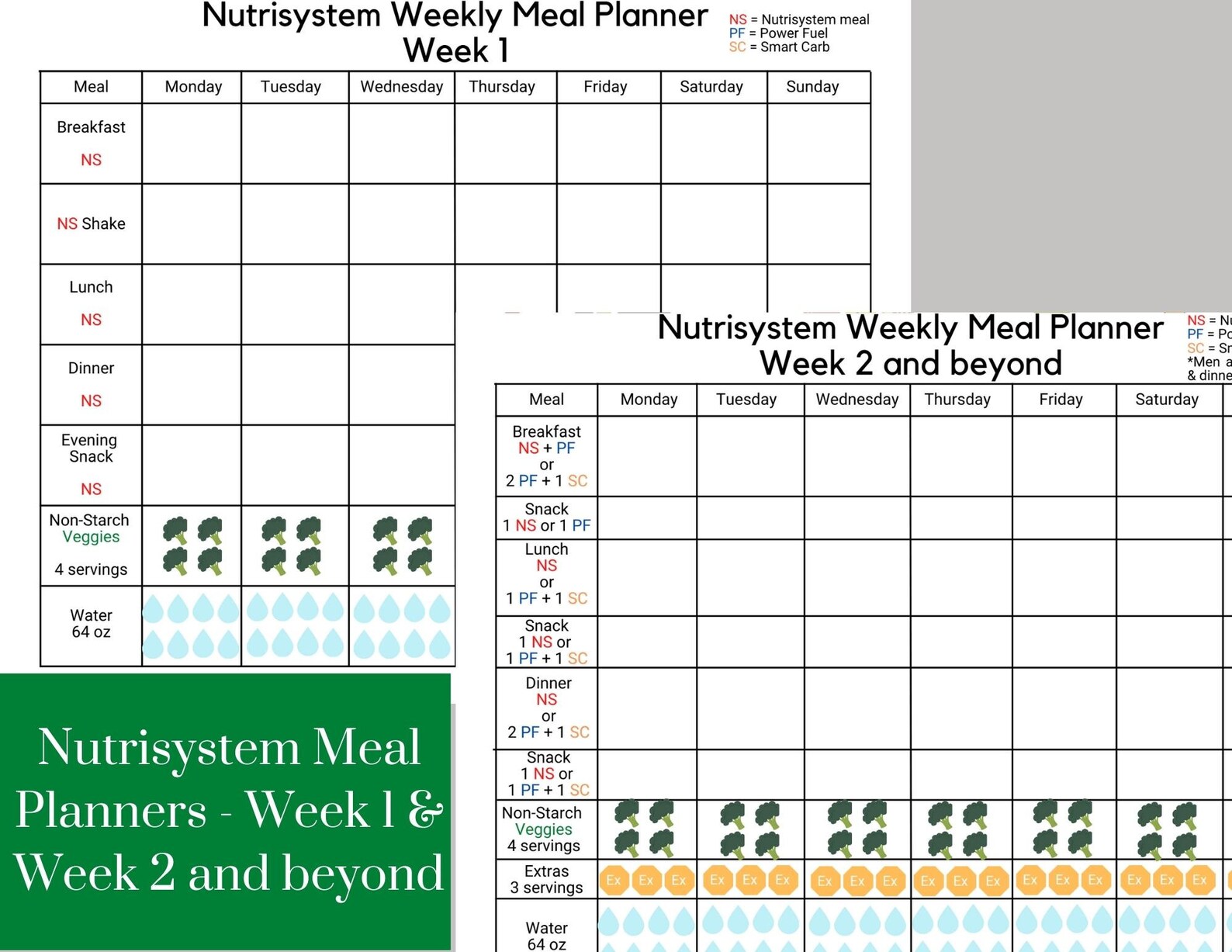 Printable Nutrisystem Meal Planner and Tracker - Instant Download ...