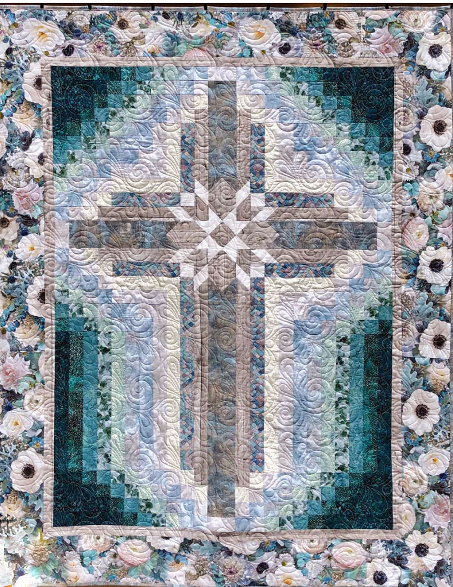 小物 HOLIDAY FLOWER QUILTING LONG MUFFLER RARE Quilt Kit Farmhouse Blooms Cross 46