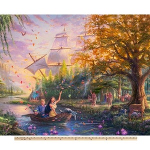 Pannello in tessuto Pocahontas 36"x43", tessuto DS-2066 David Textiles, cotone per trapuntatura Pocahontas, tessuto Disney Princess