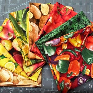 Food Fabric, Sold by Fat Quarters Pack or Individually, Elizabeth Studios Food Fabric, Fruit Quilt