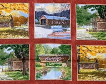 RARE Coca Cola Fabric Panel 43&quot;x11 1/2&quot;, 10145 Sykel Enterprises, Vintage Coke Quilt Wall Hanging Placemats Runner