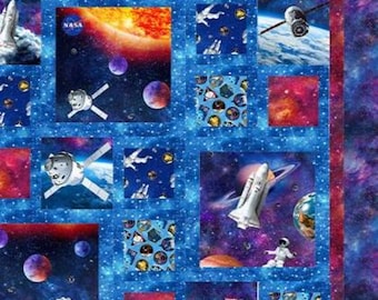 Rymdutforskningsquiltkit, Space Odyssey Northcott Tyger (67”x87”)