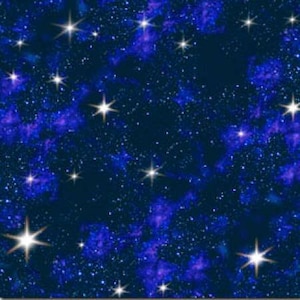 Stjärnor Galax Yttre Rymden Tyg 1/2 Yard, I Rymden 1299E-BLU tyger från Elizabeth's Studios, Galax Gåva Sängtäcke Rymden Planeter Universum