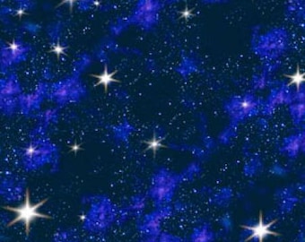 Stjärnor Galax Yttre Rymden Tyg 1/2 Yard, I Rymden 1299E-BLU tyger från Elizabeth's Studios, Galax Gåva Sängtäcke Rymden Planeter Universum