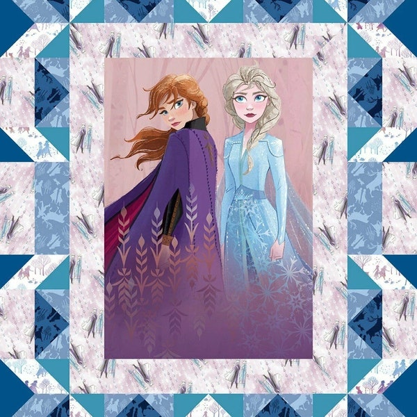 Frozen Fabric Panel 36"x43", Sisters Fabric, Elsa and Anna Fabric Quilt Wall Hanging