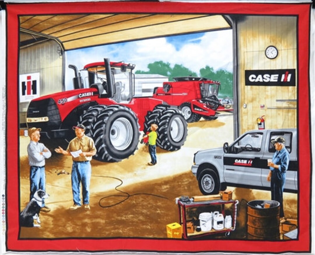RARE Case IH Fabric Panel 43x36, Garage Case IH Fabric, Red Tractor