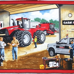 RARE Panneau en tissu Case IH 43 x 36 po, tissu Case IH pour garage, tissu rouge pour tracteur, tissus Sykel