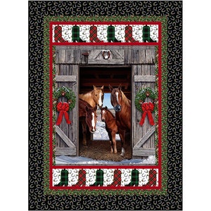 Weihnachtspferde Quilt-Kit, 132 cm x 180 cm, Northcott Fabrics