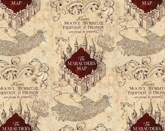 HP Map Fabric, Sold by the Half Yard, Wizard Marauding Map Fabric, Wizard Quilt