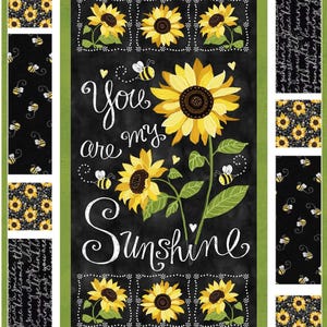 RARE Quilt Kit 39&quot;x53&quot; You Are My Sunshine, fabrics by Timeless Treasures, Sunflower Bees Gifts Bed Quilt, Sunflowers Backing Available