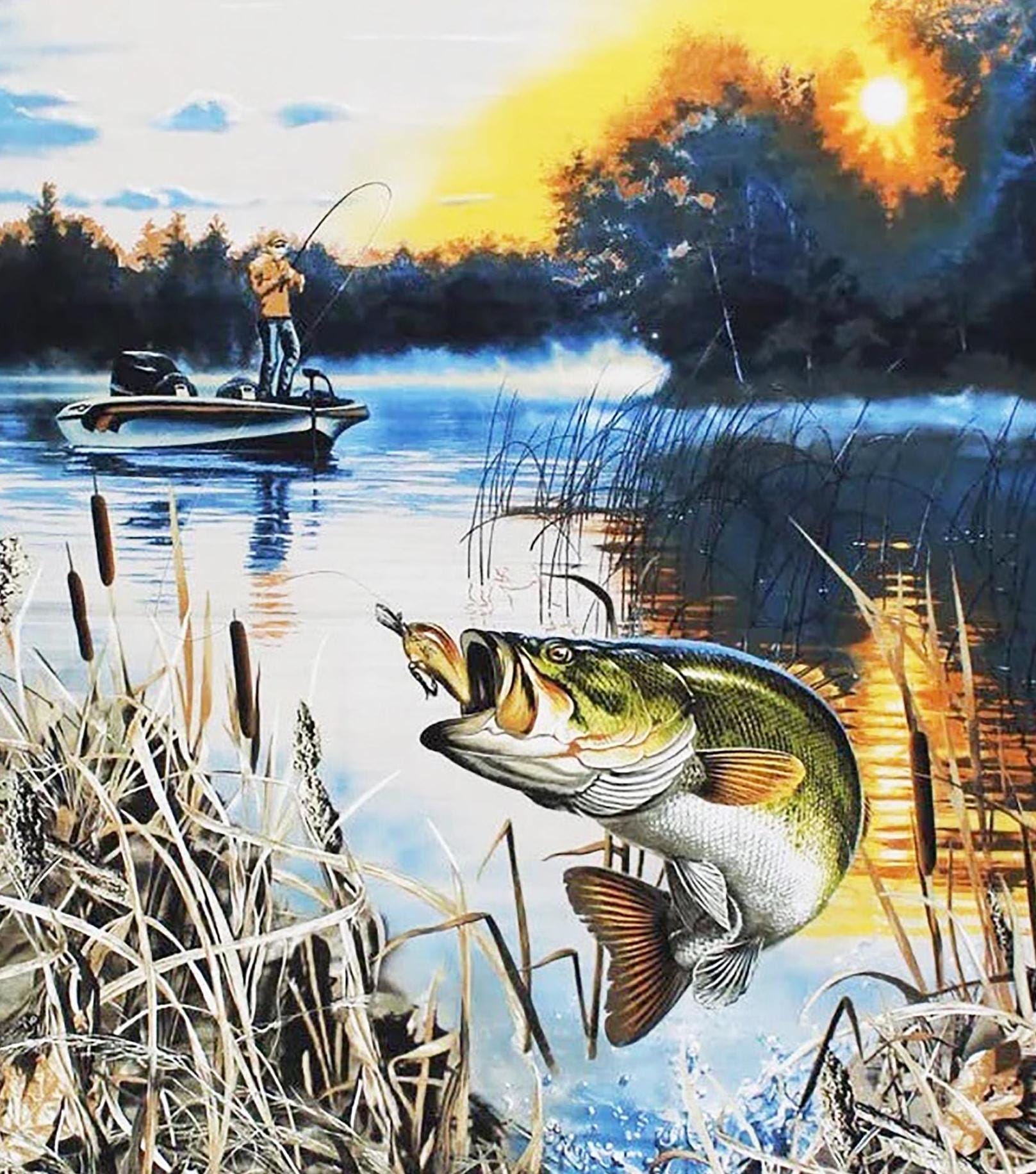 Fishing Fabric Panel 36