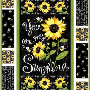 ZELDZAME quiltset 39 x 53 inch You Are My Sunshine, stoffen van Timeless Treasures, Sunflower Bees Gifts Bed Quilt, Sunflowers Backing beschikbaar