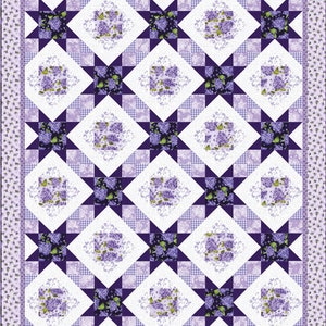 Quilt-Kit 182 cm, Rosy Stars Quilt-Kit mit Elizabeth Stoffen von Henry Glass, Lilacs Gift Bed Quilt Lap Twin Double Queen