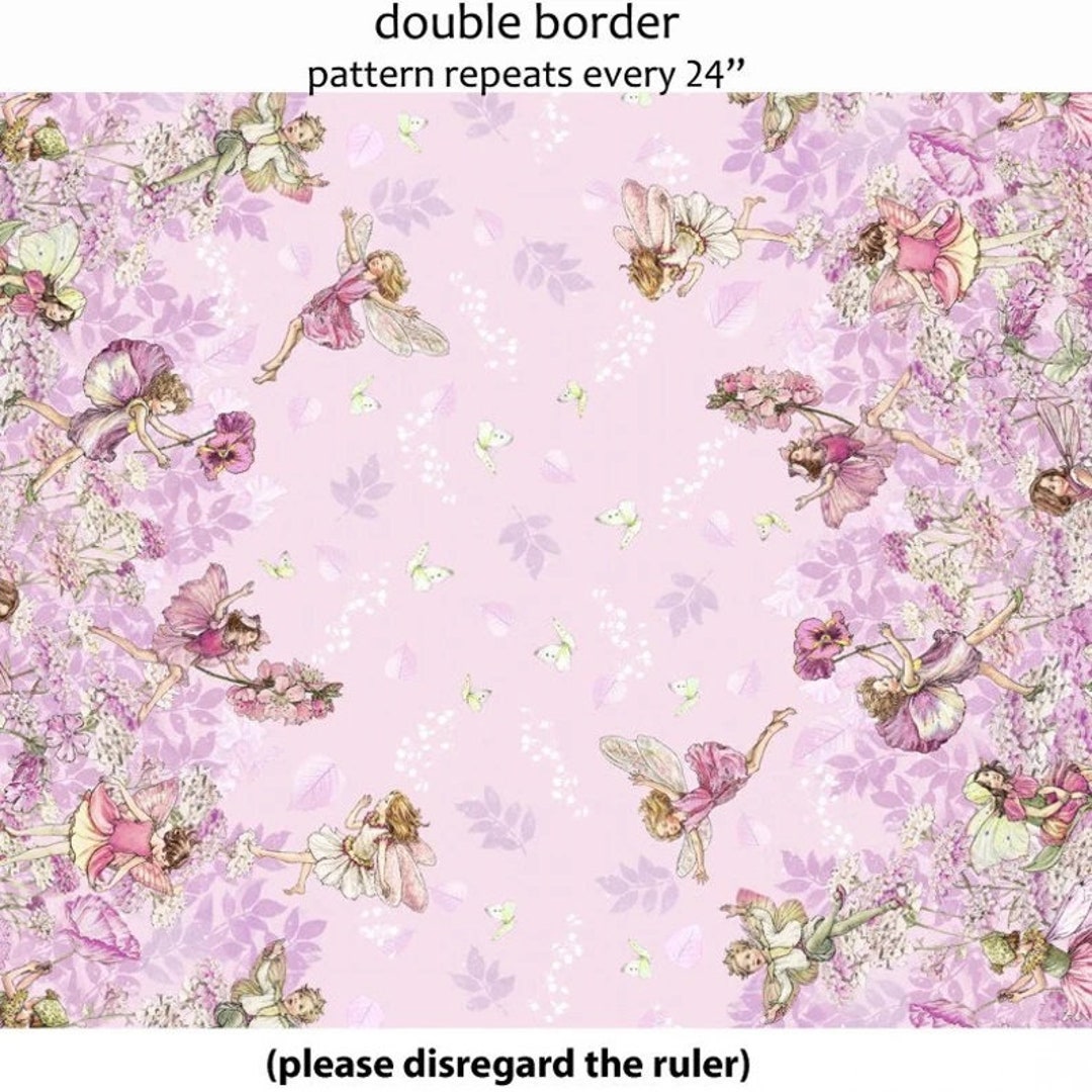 Pink Petal Flower Fairies Double Border 1/2 Yard, DC5108 Michael Miller