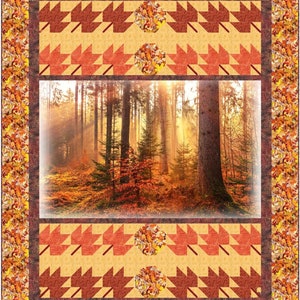 Quilt Kit Fall Forest 56&quot;x70&quot;, Hoffman Fabrics, Fall Leaves Autumn Gift Quilt Wall Hanging Lap Queen