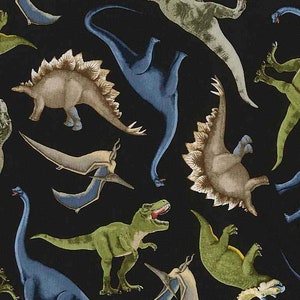Dinosaur Fabric 1/2 Yard, Dinosaur Gathering, Dinosaur Cotton Fabric by Timeless Treasures, Dinosaur Gift Bed Quilt Wall Hanging