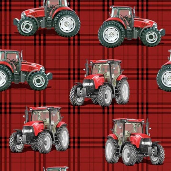 Case IH Tractor Fabric 1/2 yard, Red Tractor, Farm Tractor Bed Quilt Wall Hanging