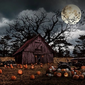 RARE Pumpkin Haunted House Fabric Panel 44&quot;x29&quot;, Halloween Digital  Hoffman Panel,  Cotton Quilt Fabric T4863H-192 Discontinued