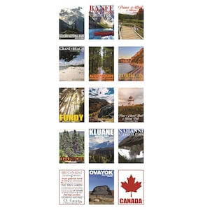 カナダのロードトリップ ファブリックパネル #2 18"x44"、カナダの名所の写真 15 枚、Oh Canada ファブリックパネル、0001-3 Hoffman Fabrics