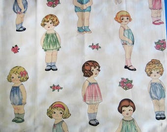 RARE Vintage Paper Dolls Fabric, Sold by set of 8, Windham fabrics by Sheryl Rae Marquez Pattern # 28116, play dolls quilt fun play times