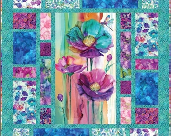 RARE Dragonfly Dance Quilt Kit 61 1/2 "x75", Northcott Fabrics, Floral Gift Quilt Hanging Throw, Discontinued, Backing Available