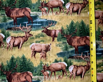 Elk Fabric 1/2 Yard, 187 North American Wildlife di Elizabeth's Studio, tovagliette da appendere alla parete con trapunta di alce