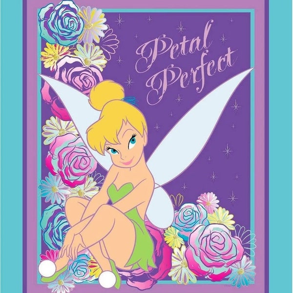 Tinkerbell Fabric Panel 36"x44", Tink Petal Perfect 13360 Springs, Tinkerbell Quilt Tenture murale Anniversaire Cadeau Présent Crib Toddler Quilt