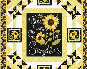 RARE Quilt Kit 59"x69" Sunny Garden, You are my Sunshine fabrics by Timeless Treasures, Sunflower bees Gifts Bed Quilt Home Decor