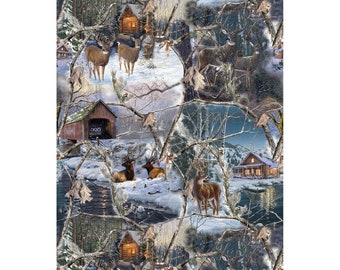 Tessuto Scenic Woods 1/2 iarda, tessuto Realtree 10188, trapunta da letto regalo per amanti della fauna selvatica, arazzo da parete