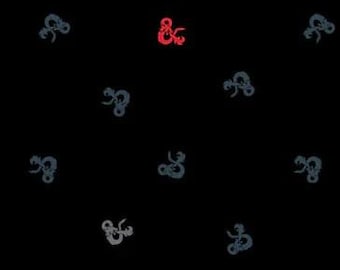 Dungeons & Dragons Ampersand Fabric Sold by Half Yard, A95170121-1 Fabric by Camelot, Dungeons Gaming Gift Bed Quilt Wall Hanging