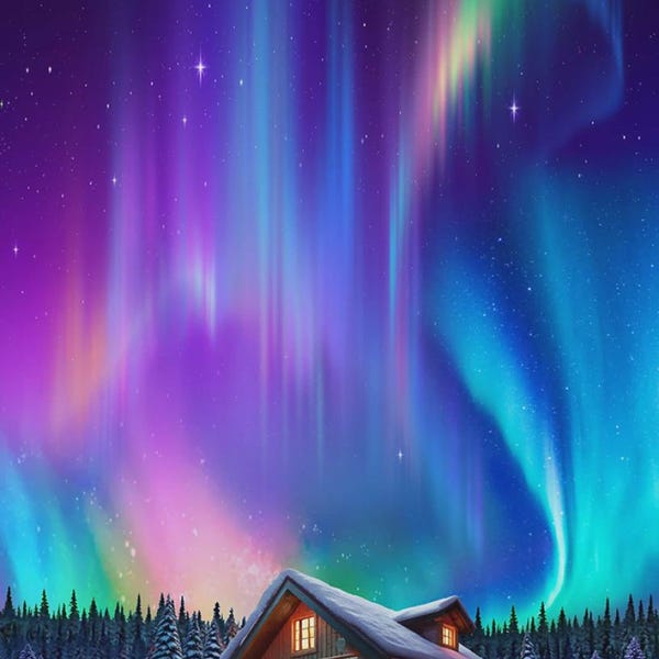 RARE Aurora Sky Fabric Panel 23"x43", Fabrics by Timeless Treasures, Night Sky Northern Lights Gift Bed Quilt Lap Queen Wall, Discontinued
