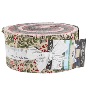 SÄLLSYNT Winter Manor Jelly Roll, 40 remsor 2 1/2", Holly Taylor Moda Fabrics, Utgånget sortiment, sänglapp till jul