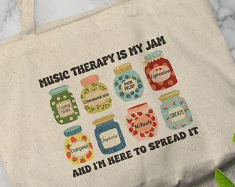 Music Therapy is My Jam Tote Bag, Neurologic Music Therapist, MT-BC School Music Therapy Student Grad Gift Music Teacher Board Certification