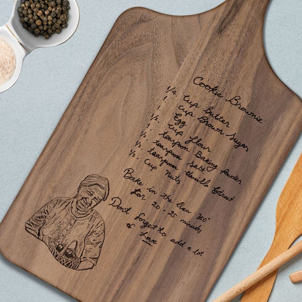 Personalized Cutting Board, Preserve Loved ones Handwriting, Engraved Handwritten Recipe, Photo on Charcuterie Board, Family Heirloom Gift