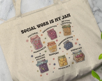 Social Worker Is My Jam tote bag, Social Worker Gift, School Social Worker Bag, Lsw Gift, Msw Gift, Lcsw Gift, Lmsw Gift, Social Work Bag