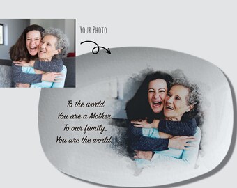 Personalize and custom Platter for Mother's day gift, watercolor portrait of Family, Couple, Pets, Quote, portrait and Painting from photo.