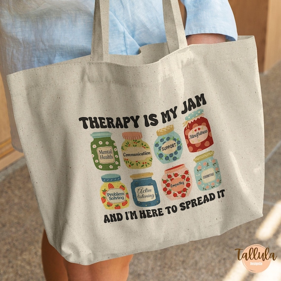 Therapy is My Jam, fun therapist Tote Bag Therapists need therapy too Bag therapist mama, tired therapist club correctional therapist Gift