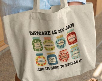 Daycare Teacher Tote Bag Gift for Daycare Workers Daycare Is My Jam, Child Care Provider Staff Nursery Toddler Director Assistant Aide Bag
