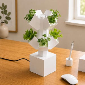 LV 3D Mini Stackable Hydroponic System | Desktop Indoor Garden | 3D Printed Hydroponic Planter | Modern Plant Grow Kit