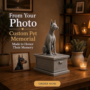 LV 3D Custom Dog Memorial Statue from Photo | Personalized Pet Loss Gift | Dog Urn with Ashes Drawer | Pet Remembrance Sculpture