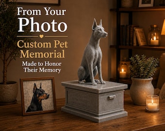 LV 3D Custom Dog Memorial Statue from Photo | Personalized Pet Loss Gift | Dog Urn with Ashes Drawer | Pet Remembrance Sculpture