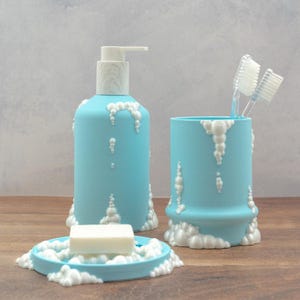 Ensemble d&#39;accessoires de salle de bain 3 pièces Bubbles Gazzaladra | Distributeur de savon | Porte-savon | Porte-brosse à dents | N&#39;IMPORTE QUELLE COULEUR !