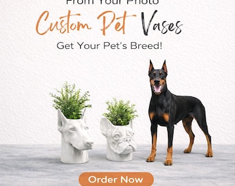 LV 3D Custom Pet Head Vase | Personalized Dog or Cat Planter | 3D Printed Pet Decor | Fun Animal Gift | Home Decor