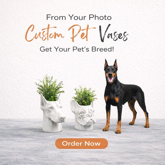 LV 3D Custom Pet Head Vase | Personalized Dog or Cat Planter | 3D Printed Pet Decor | Fun Animal Gift | Home Decor
