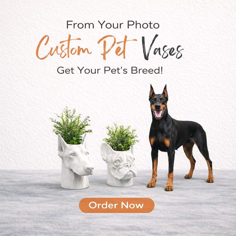 LV 3D Custom Pet Head Vase | Personalized Dog or Cat Planter | 3D Printed Pet Decor | Fun Animal Gift | Home Decor image 1