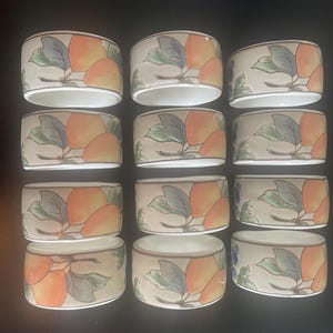 Vintage Set of 12, Mikasa Napkins Rings, Garden Harvest Pattern, with Original Boxes.