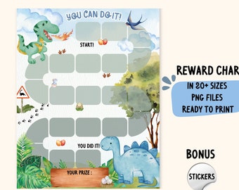 Dinosaur Reward Chart: Kids Behavior & Potty Training (Digital Download)