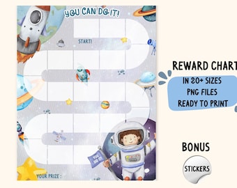 Outer Space Reward Chart: Kids Chore & Behavior Tracker (Digital Download)