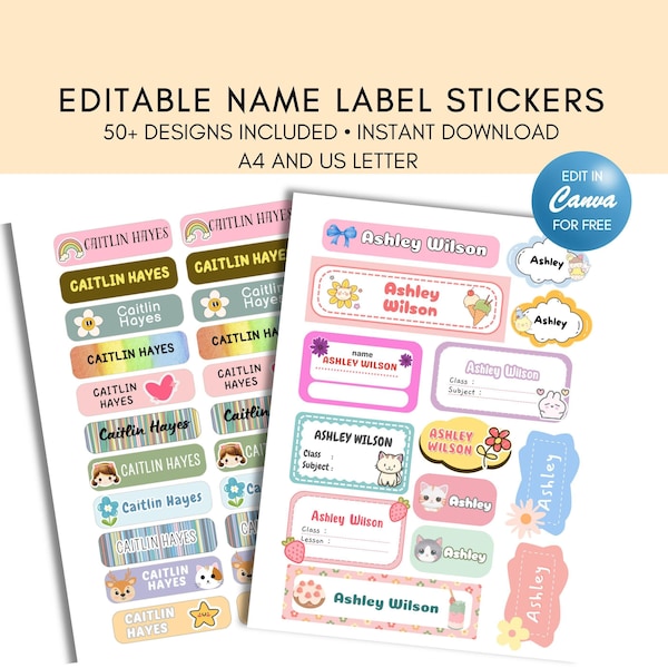 Stitch School Supplies Labels Etsy