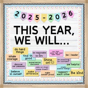 Kit de tablón de anuncios con citas motivacionales para el regreso a clases o puerta del aula para estudiantes Marcos editables Frases alentadoras Mentalidad positiva